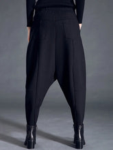 Couture Black Harem Pants with Elastic Waist